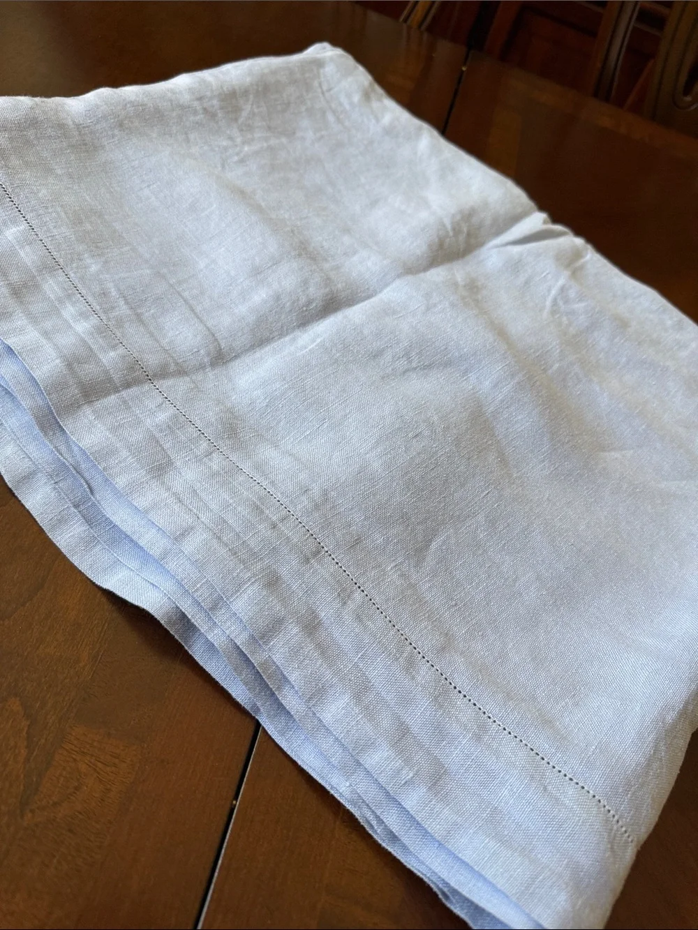 Blue linen rectangular tablecloth 80”x62”